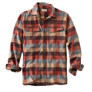 L.L. Bean plaid Chamois Cloth shirt Traditional fit Size Large 100% cotton
